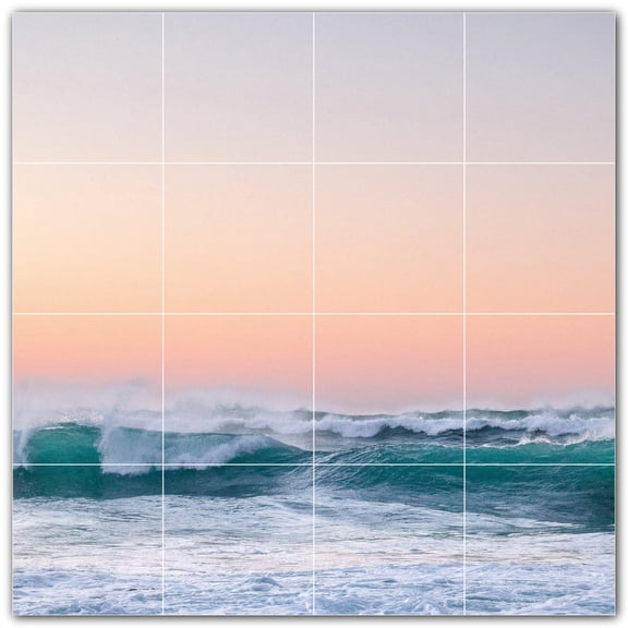 Picture-Tiles.com: Waves Ceramic Tile Wall Mural WAL501171-44M. 24"W x 24"H using (16) 6" x 6" Ceramic Tiles-Satin Finish