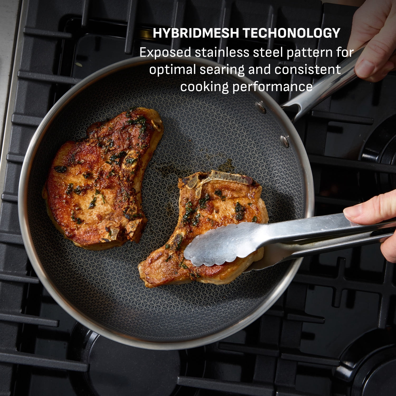 T-fal Ceramic HybridMesh Stainless Steel, 12.5 inch frypan with Lid