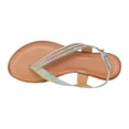 thumbnail image 4 of GC Shoes Women's Flat Fashion Sandals, Crystal Studded Thong Summer Flats with Ankle Strap & Metallic Wedge, Mabel/Ombre/9, 4 of 5