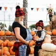 thumbnail image 2 of Viworld Spring Winter Parent-Child Hat, Buffalo Plaid Knit Beanie Cap with Faux Fur Pom Pom for Family Matching Mother Baby, 2 of 6