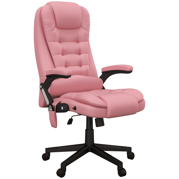 Massage Office Chair Heated Recliner - Pink Gaming Chair with Vibration - Ergonomic Computer Chair with Remote & Adjustable Height