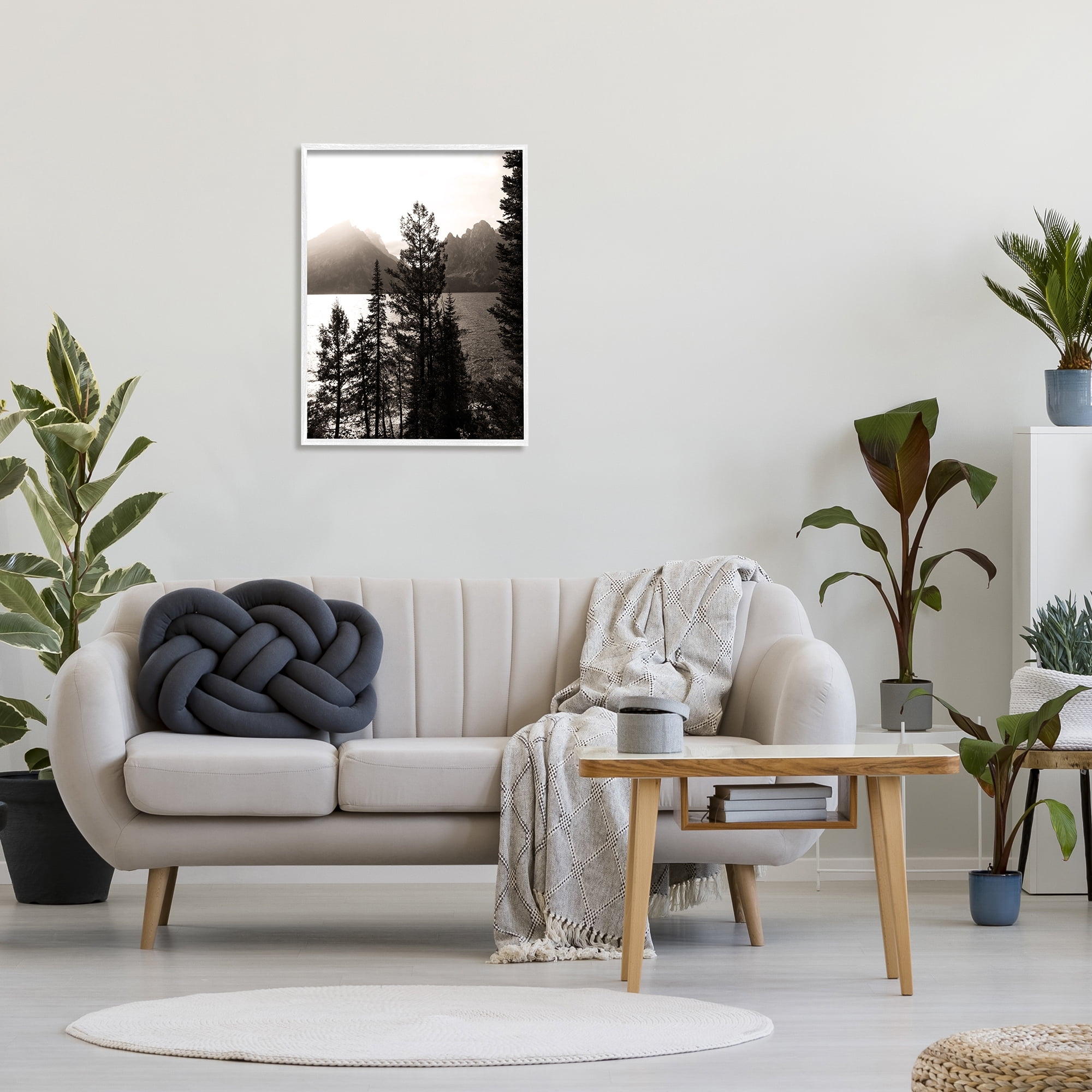 Stupell Industries Trees & Lake View Landscape Photography White Framed Art Print Wall Art, 24 x 30