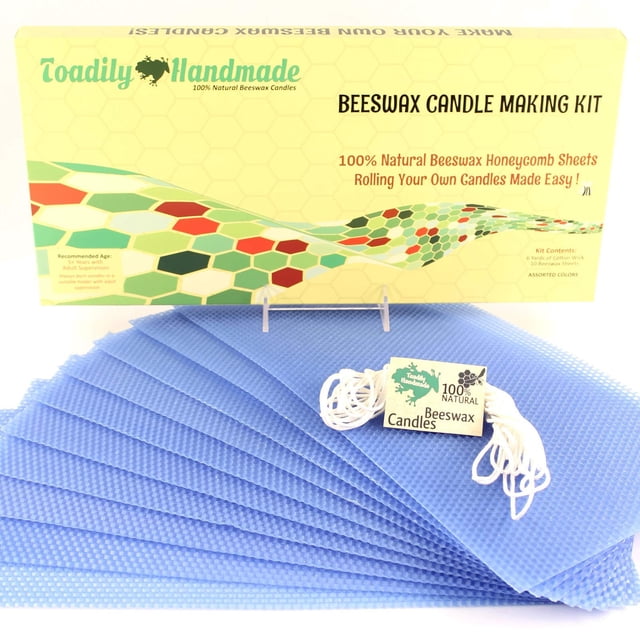 Kit para hacer velas Toadily Handmade Beeswax con láminas de cera de abeja azules