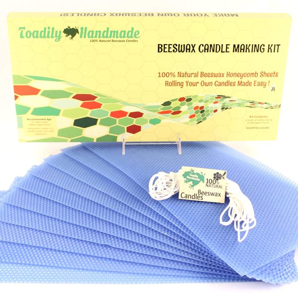Kit para hacer velas Toadily Handmade Beeswax con láminas de cera de abeja azules