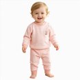 thumbnail image 3 of TOWED22 Toddler Baby Boy Fall Outfit Long Sleeve Crew Neck Contrast Color Sweatshirt Top Pant Cute Newborn Infant Waffle Clothes Size:90,Color:Orange, 3 of 8
