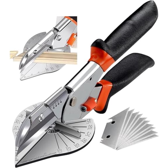 45-135 Degree Multi Angle Miter Shear Cutter Hand Tools Soft Wood Cutter Black Adjustable Angle Cutter with 10 Blades for Cutting Plastic,PVC and Molding Trim