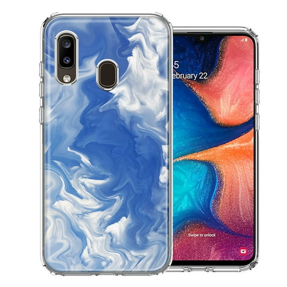MUNDAZE For Samsung A20 Sky Blue Swirl Design Double Layer Phone Case Cover