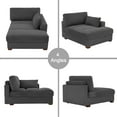 thumbnail image 6 of UIXE Chaise Lounge Indoor Upholstered Corduroy Sofa with Left Armrest for Living Room Bedroom, Gray, 6 of 7
