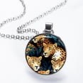 thumbnail image 2 of Leopard Glass Design Circular Pendant Necklace - Elegant Jewelry Piece, 2 of 5