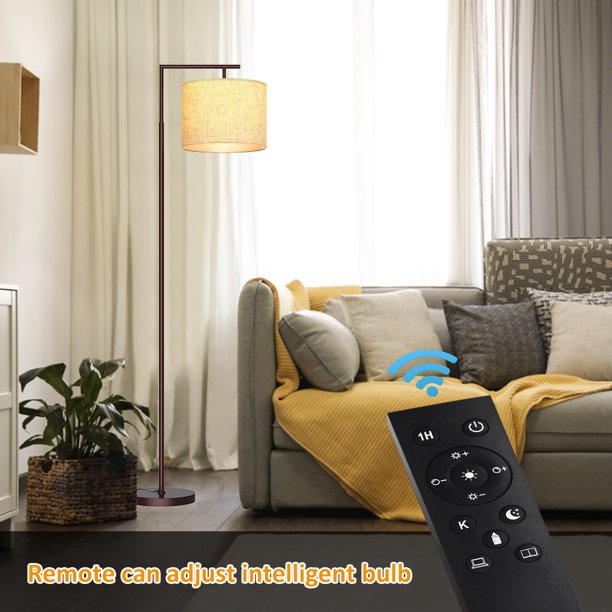 PAZZO Rotatable Arc Floor Lamp with Remote Control, for Living Room, Bedroom,Brown