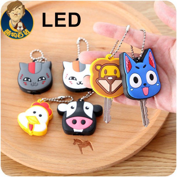 1 X nuevo llavero doble cara Led/Pvc/goma con dibujo/anillo De llaves huangjie unisex