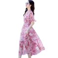 thumbnail image 4 of Elegant Midi Length Floral Dress in Summer 2025 French High Waist Style, 4 of 6
