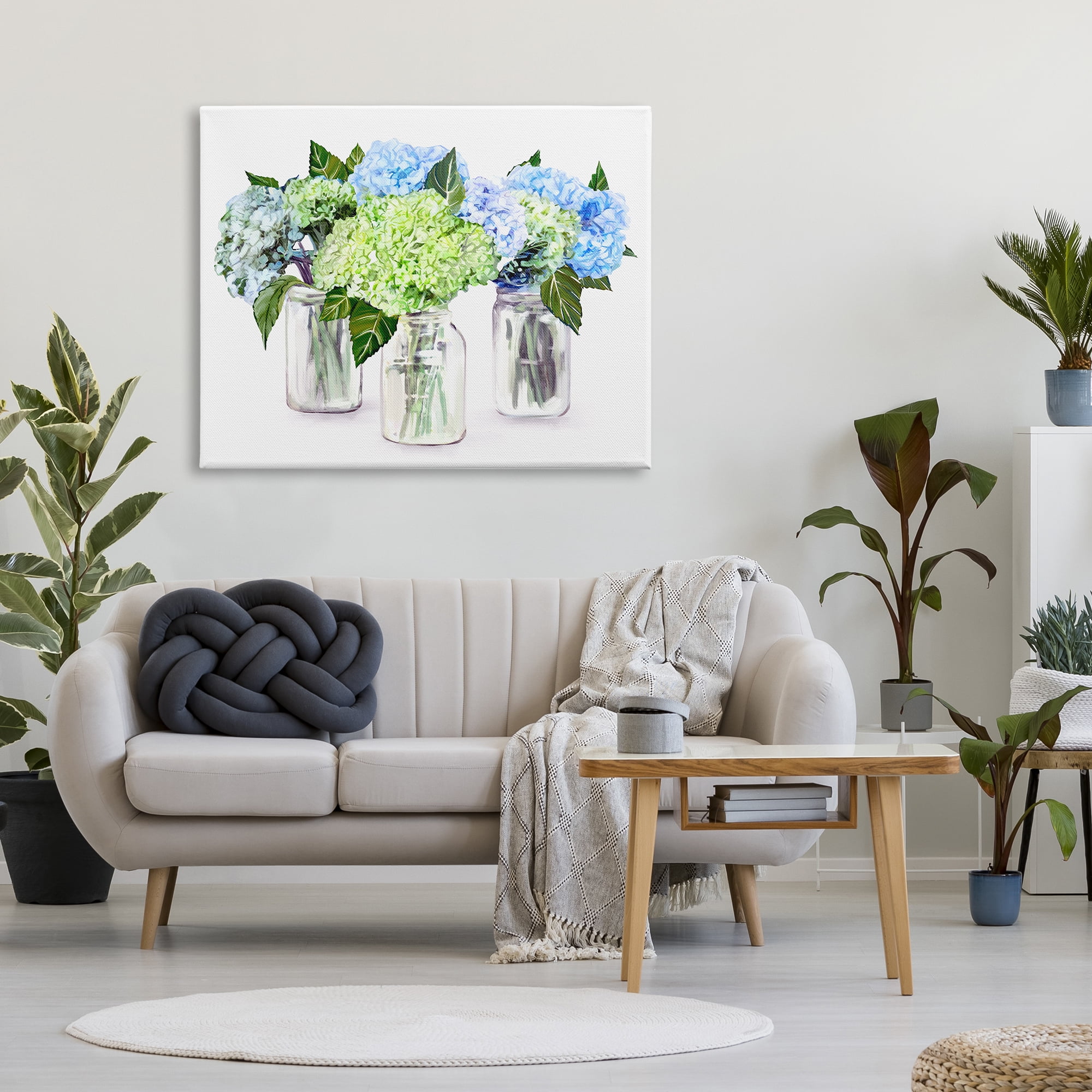 Stupell Varied Floral Hydrangea Jars Botanical & Floral Painting Gallery Wrapped Canvas Print Wall Art