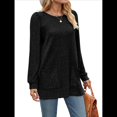 thumbnail image 2 of Camisas de Larga para Mujer Suéteres Largos con Bolsillos Tops Tipo Túnica Corte Holgado Negro XL, 2 of 8