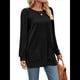 thumbnail image 2 of Camisas de Larga para Mujer Suéteres Largos con Bolsillos Tops Tipo Túnica Corte Holgado Negro M, 2 of 8