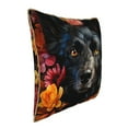 thumbnail image 2 of Fotbe Colorful Floral Black Dog Pattern Velvet Decorative Throw Pillow Covers with Elegant Piping, Soft Plush Cushion Cover for Sofa, Bed, Car, Office-16"x16", 2 of 8
