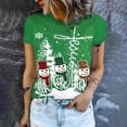 thumbnail image 3 of Camiseta navideña con estampado gráfico de dibujos animados para mujer, camiseta informal de manga corta con cuello redondo, camisetas divertidas de calle, ropa de gran tamaño para mujer, 3 of 4