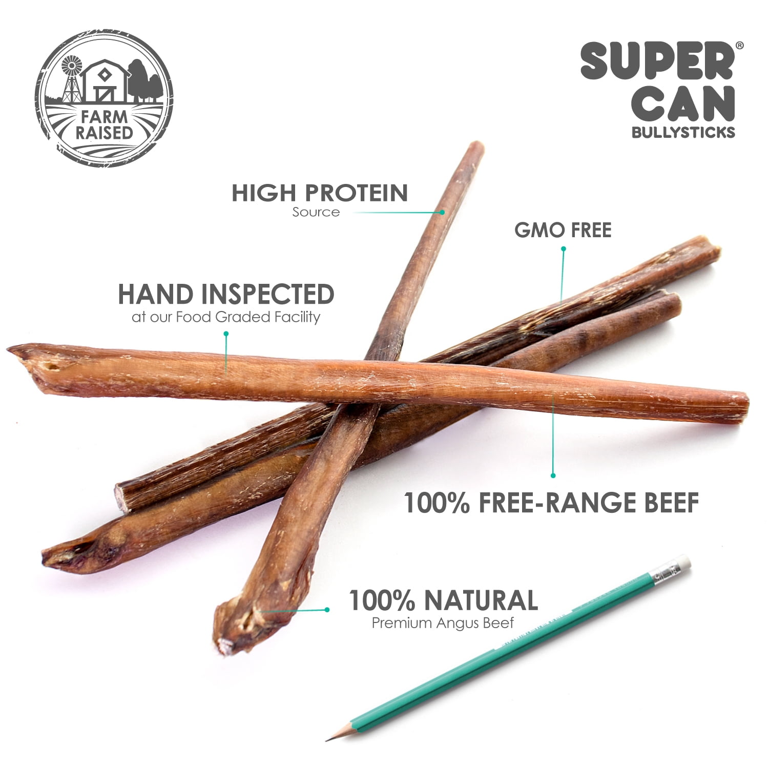 SuperCan BullySticks BLL-12-ST-8 12 in. Standard - 8 Piece