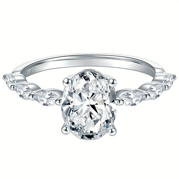 2 Carat Oval Cut Moissanite Ring In S925 Sterling Silver With 18K Gold Plating - Perfect For Party, Birthdays & Special Occasions