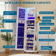 thumbnail image 6 of HNEBC 360° Rotating Jewelry Armoire with Mirror, Full Length Mirror with Storage, Mirror Jewelry Cabinet Standing with LED Lights, Lockable Jewelry Organizer Stand/Foldable Makeup Shelf (White), 6 of 8