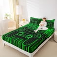 thumbnail image 4 of Feelyou Cartoon Green Gamepad Twin Sheet Sets, Video Gaming Gamer Twin Fitted Sheet, Teens Kids Boys Girls Flat Sheet, Super Cozy Room Decor, 3pcs, 4 of 7