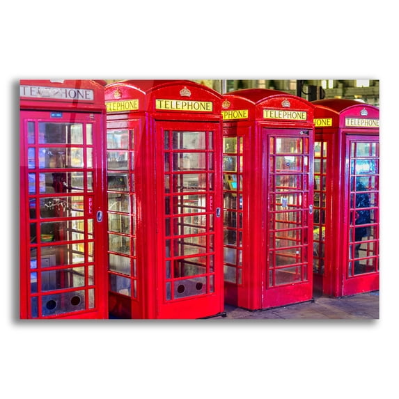 Epic Art 'London Red Phone Boxes' by Mark A Paulda, Acrylic Glass Wall Art, 16"x12"