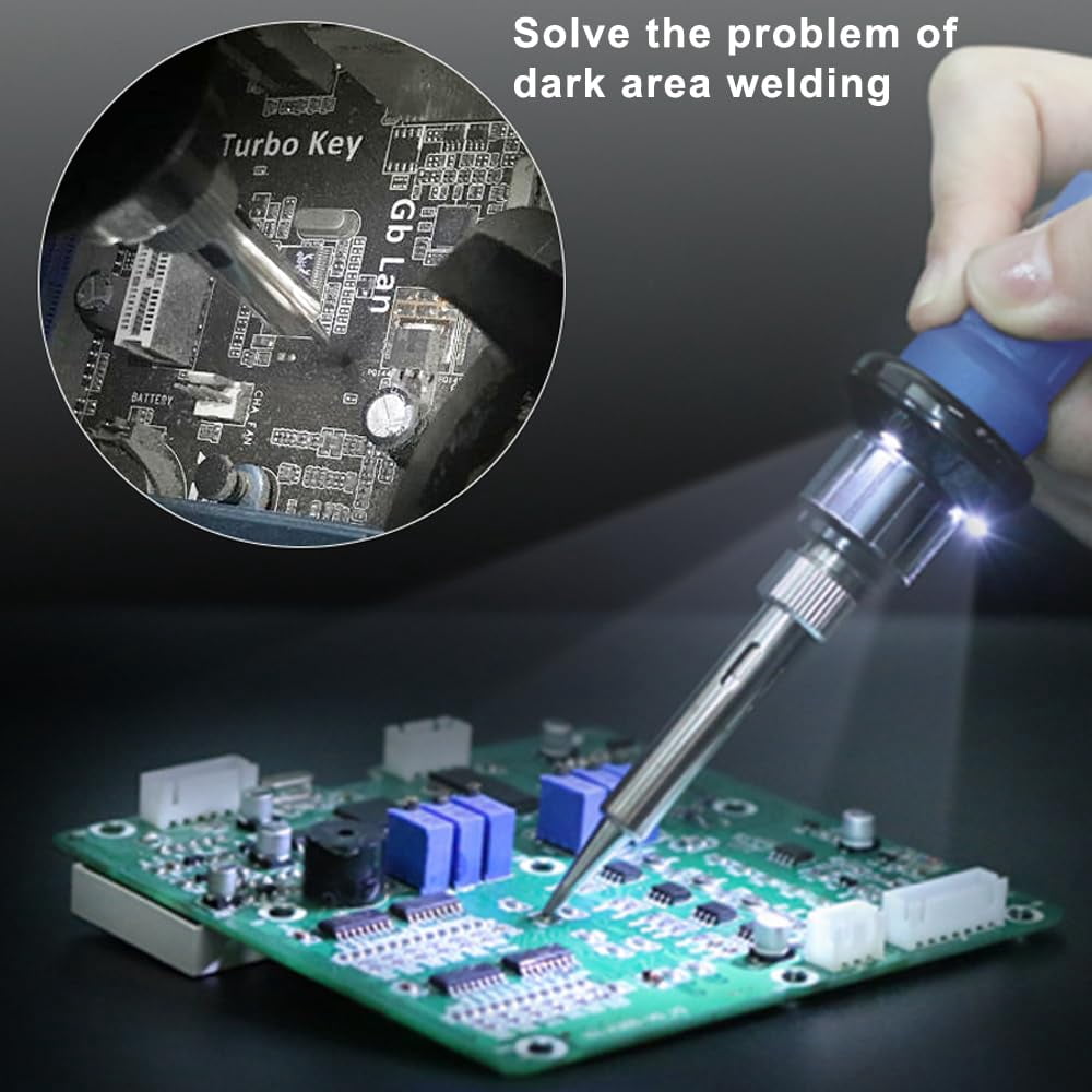 Treedix 60W 13 in 1 Soldering Iron Kit with with 3 LED Light Portable Soldering Gun Welding Tool 5 pcs Solder Tips for Metal,Jewelry,Electric Repair