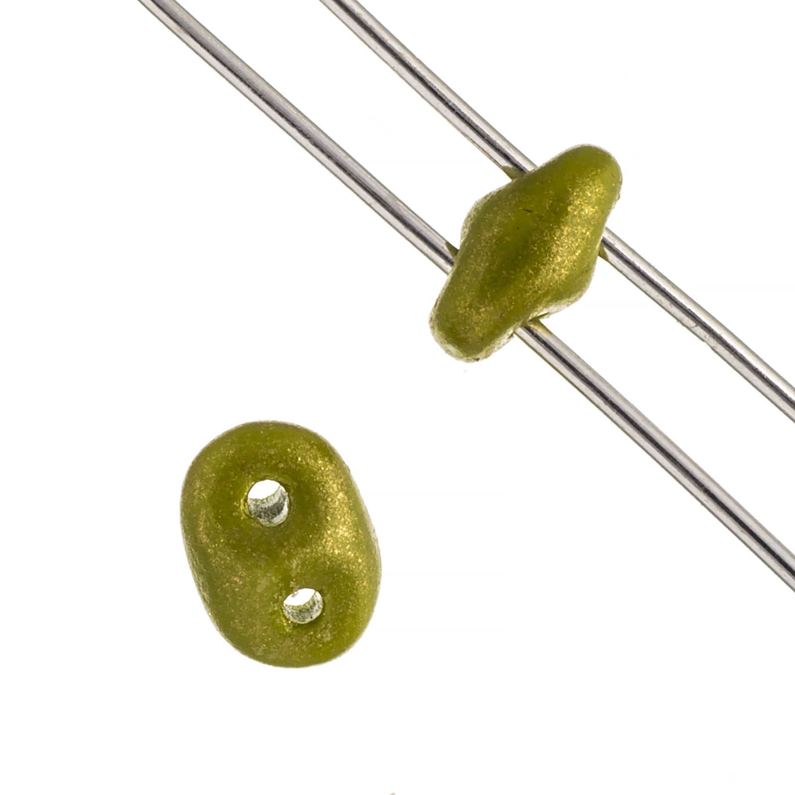 John Bead 100g Czech Glass Superduo 2-Hole Beads 2.5x5mm Dark Opaque Green