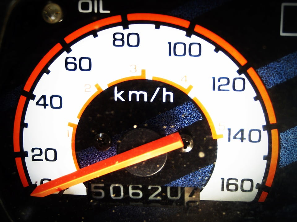 PeelnStick Poster of Speedometer Red Dashboard Car Race Speeding Meter Poster 24x16 Adhesive