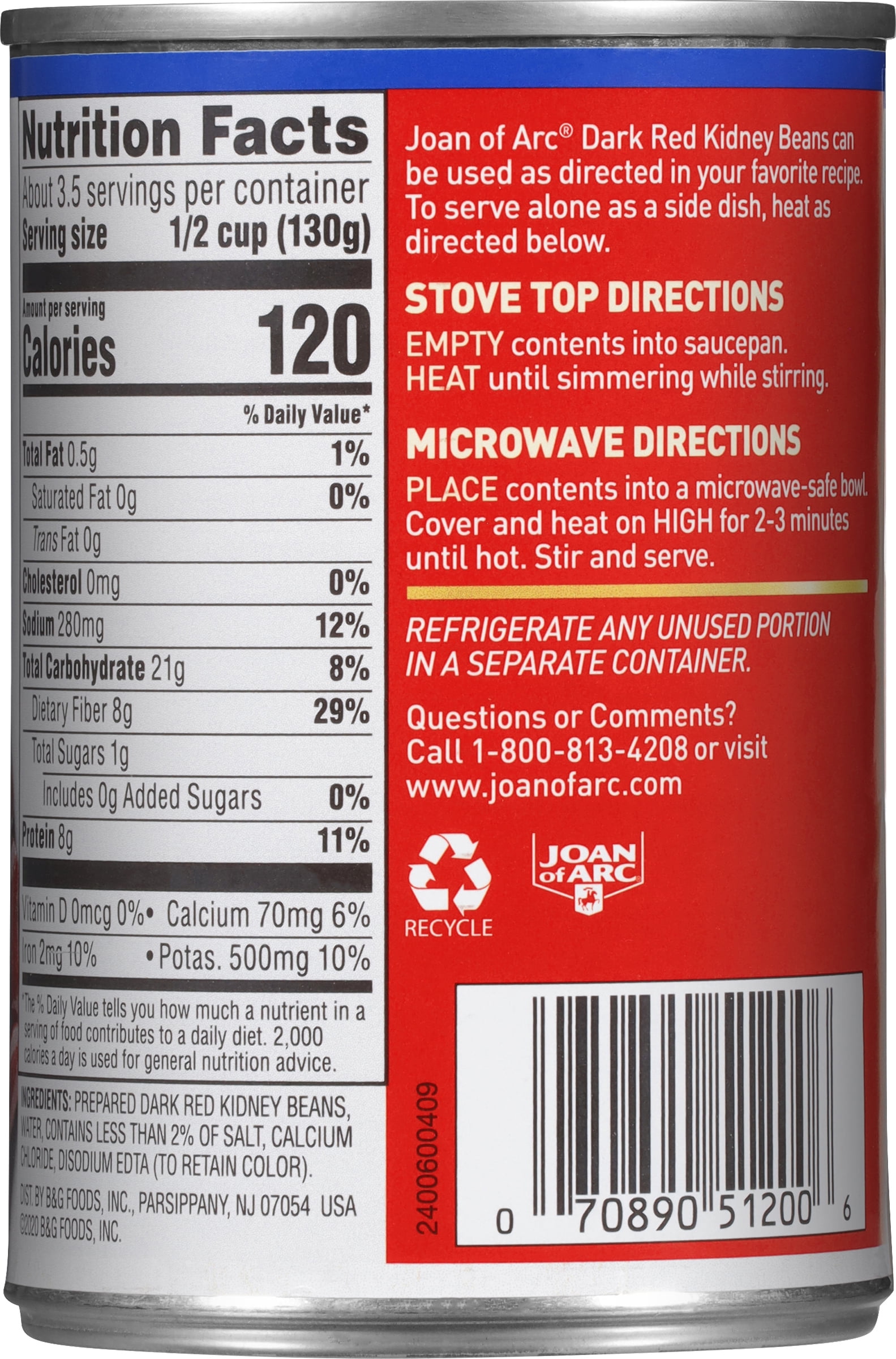 (12 pack) Joan of Arc Dark Red Kidney Beans, Gluten-Free, 15.5 oz Can