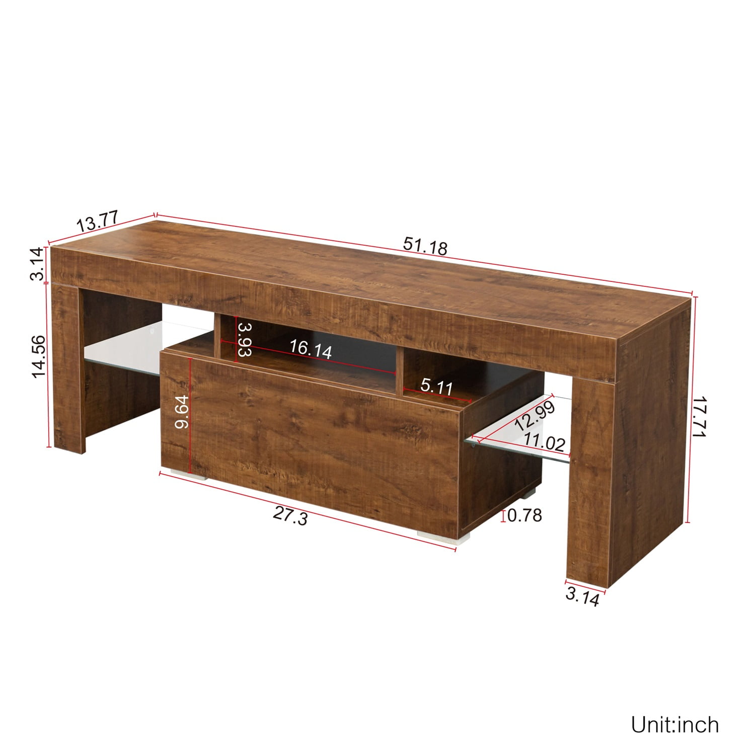 Kadyn 55 Inch Modern Tv Stand 20 Color LED Tv Stand, Tv Stands for 55 Inch Tv with Storage, LED Entertainment Center for Living Room, Walnut Kadyn 55 Inch Modern Tv Stand 20 Color LED Tv Stand, Tv Stands for 55 Inch Tv with Storage, LED Entertainment Center for Living Room, Walnut