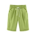 thumbnail image 2 of ZKIRBJV Girls Biker Shorts Size 10-12 Athletic Floral Print Shorts Summer Children Active Elastic Belt Linen Midi Shorts with Pockets Light Green 5-6 Years, 2 of 5