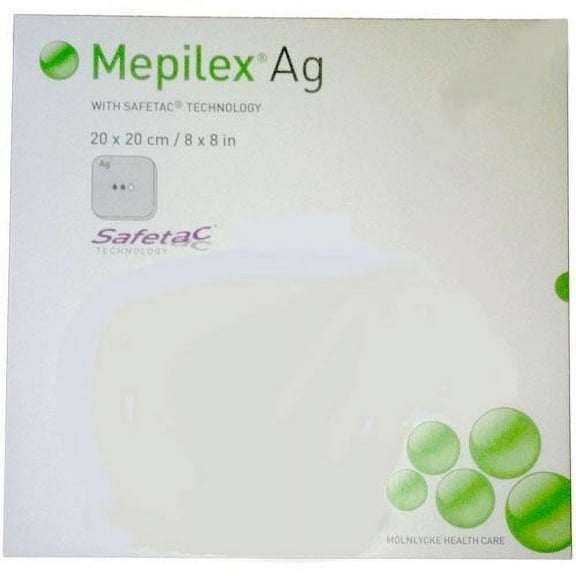 Silver Foam Dressing Mepilex® Ag 8 X 8 Inch Square Sterile
