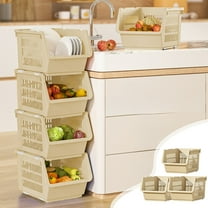 Kitchen Storage Basket under $5! Xqxayjr 3-Tier Kitchen Storage Basket, Multi-layer Floor Standing Organizer Rack, Plastic Draining Basket for Fruits Vegetables, Rolling Utility Cart for Home