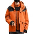 thumbnail image 2 of Maoxin Men Jacket Fashion Men's Solid Color Long Sleeved Hooded Casual Outwear Jackets Jackets for Men , Orange , L, 2 of 7