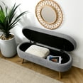 thumbnail image 3 of BSHTI Ottoman Oval Storage Bench,Rubber Wood Legs,Storage Bench with Cylindrical Arms and Iron Legs for Hallway Living Room Bedroom, 3 of 9