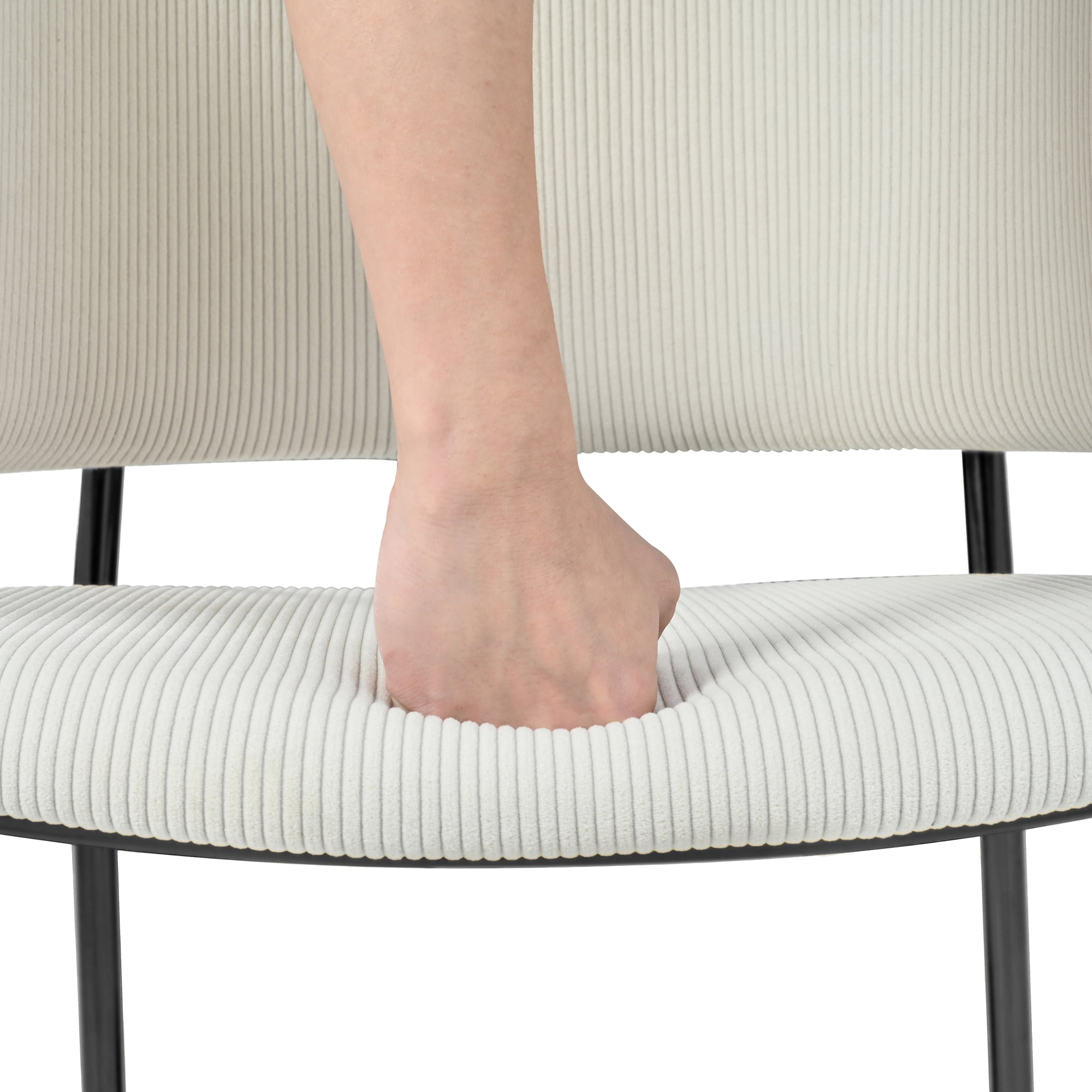 Noble House HORIZON Modern Side Chair with Angled Legs Adjustable Feet(Beige)