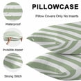 thumbnail image 5 of Lumbar Pillow Covers 20x12 Inch Set of 2, Sage Green Striped Waterproof Outdoor Pillow Covers, Farmhouse Sage Green Stripes Decorative Cushion Pillowcases for Couch, Sofa, Bed, Garden, Patio, 5 of 9