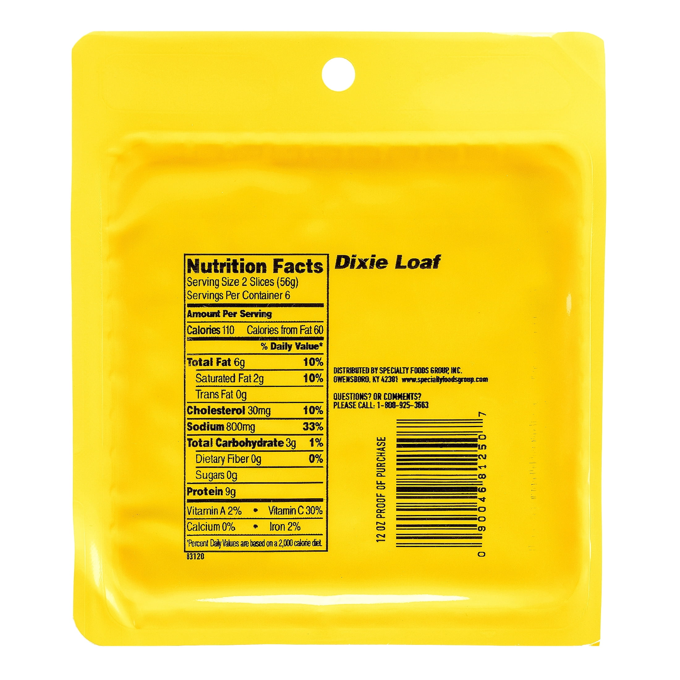 Fischer's Loaf Dixie, 12 oz. Gluten-Free, Packaged in Plastic
