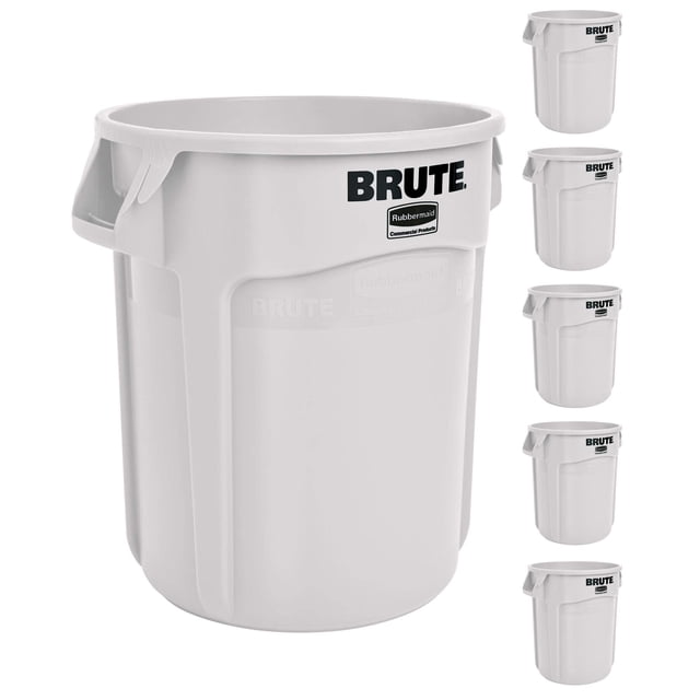 Cubo de basura/basura Rubbermaid BRUTE Heavy-Duty 75,7 L blanco x6
