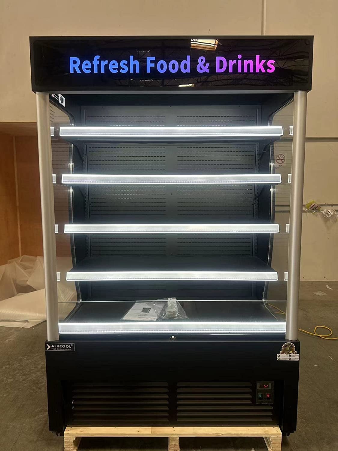 NAFCOOL Open-Air Commercial Refrigerator, Grab and Go Merchandiser, Display Beverage Cooler, 26.5 Cu ft