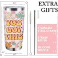 thumbnail image 2 of You Got This Daisy Flower Tumbler with Lid and Straw, Floral Plaid Check Farmhouse Stainless Steel Travel Coffee Cup, Birthday Gift for Woman, 20oz Spring Summer Double Wall Vacuum Insulated Mug, 2 of 6