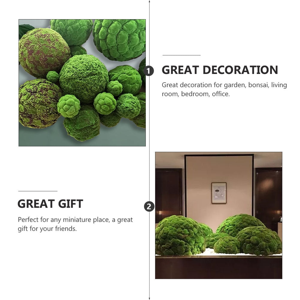HEATSHAKING Garden Ornament Sphere Moss Ball Plastic Flocking 3Pcs 4x4x5in