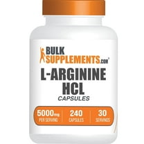 BulkSupplements L-Arginine HCl Capsules - Arginine Supplement, Nitric Oxide Supplement - 8 Capsules per Serving (5000mg), 240 Count
