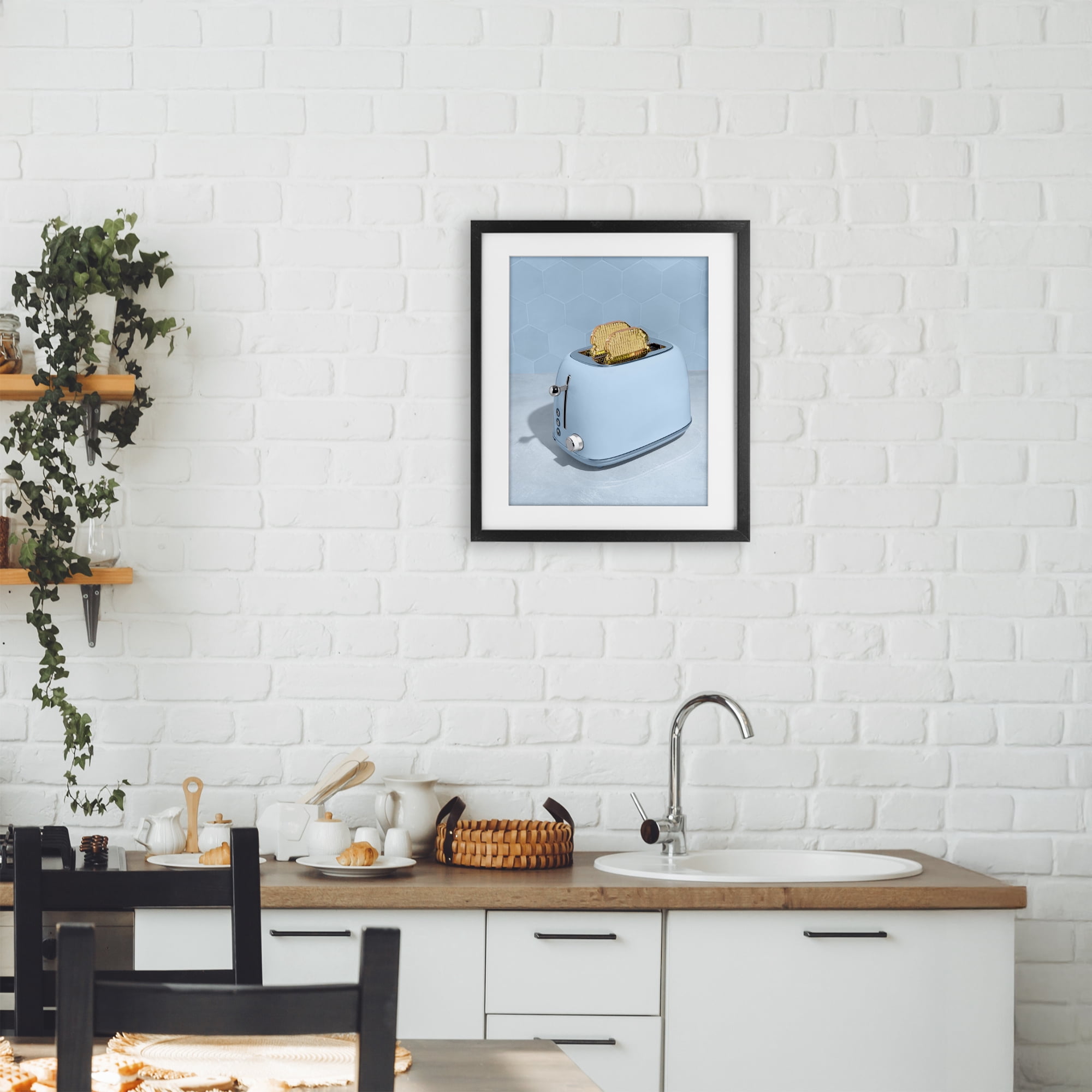 Stupell Industries Golden Disco Toaster Over Black Framed Print Under Glass, design by LISH Creative