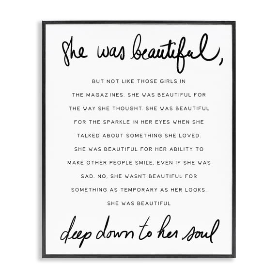 Stupell Industries Contemporary She Was Beautiful Quote Black Framed Giclee Art, 11 x 14, by Lil' Rue