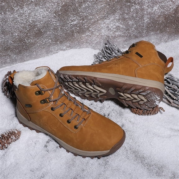 jjayotai Men Shoes Clearance Sale Fashion Winter Men Lace-Up Outdoor Sport Shoes Keep Warm Mountaineering Boots Rollbacks