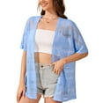 thumbnail image 6 of Uvplove Women Swimsuit Cover Up Crochet Summer Bathing Suit Swimwear Beach Vacation Outfits,Light Blue,L, 6 of 15