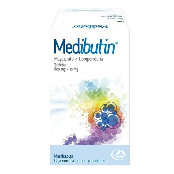 Medibutin Magaldrato 800 mg, Domperidona 10 mg 30 tabletas masticables