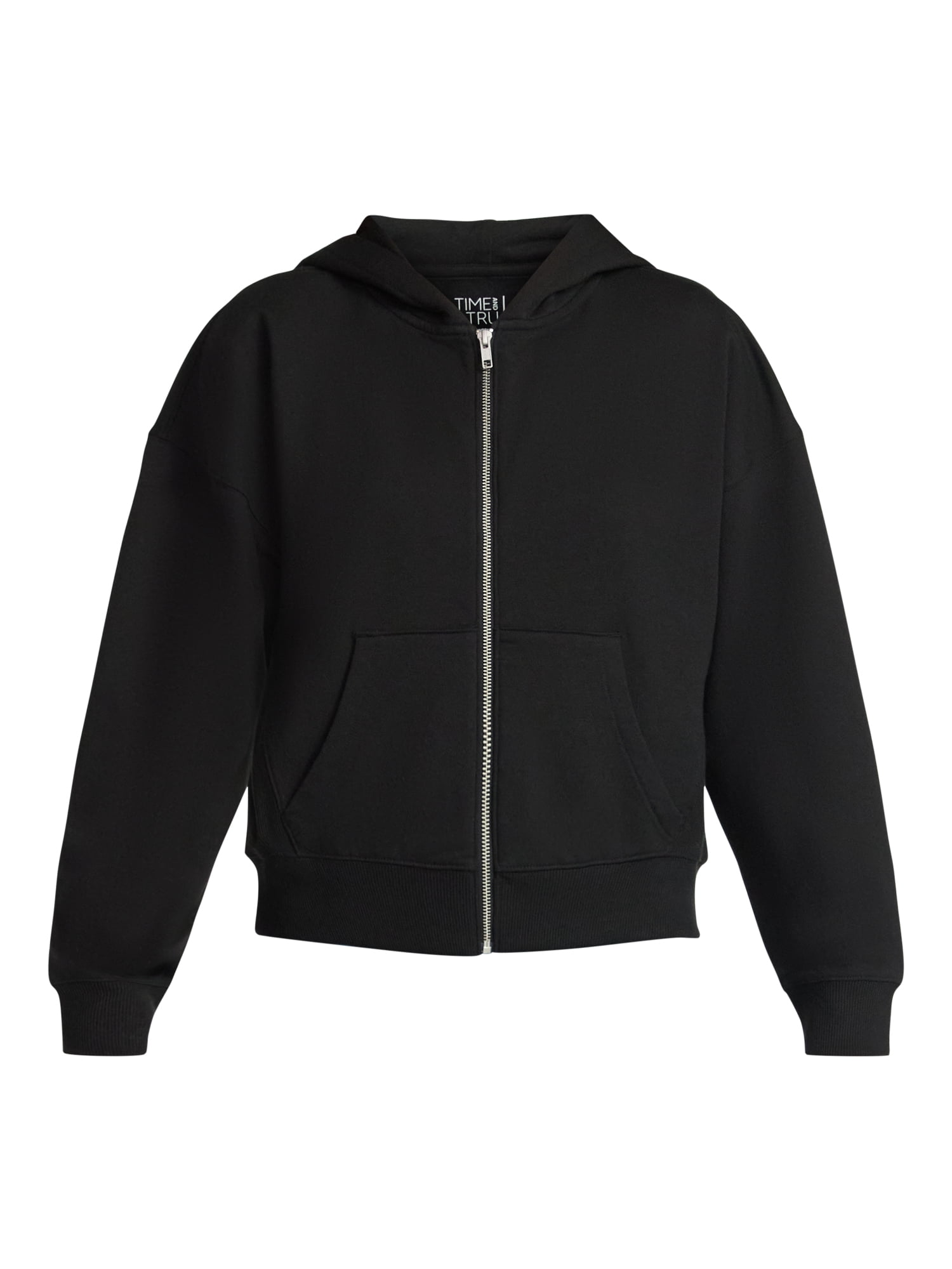 Time and Tru Women's Cropped Zip Up Fleece Hoodie, Sizes XS-XXXL